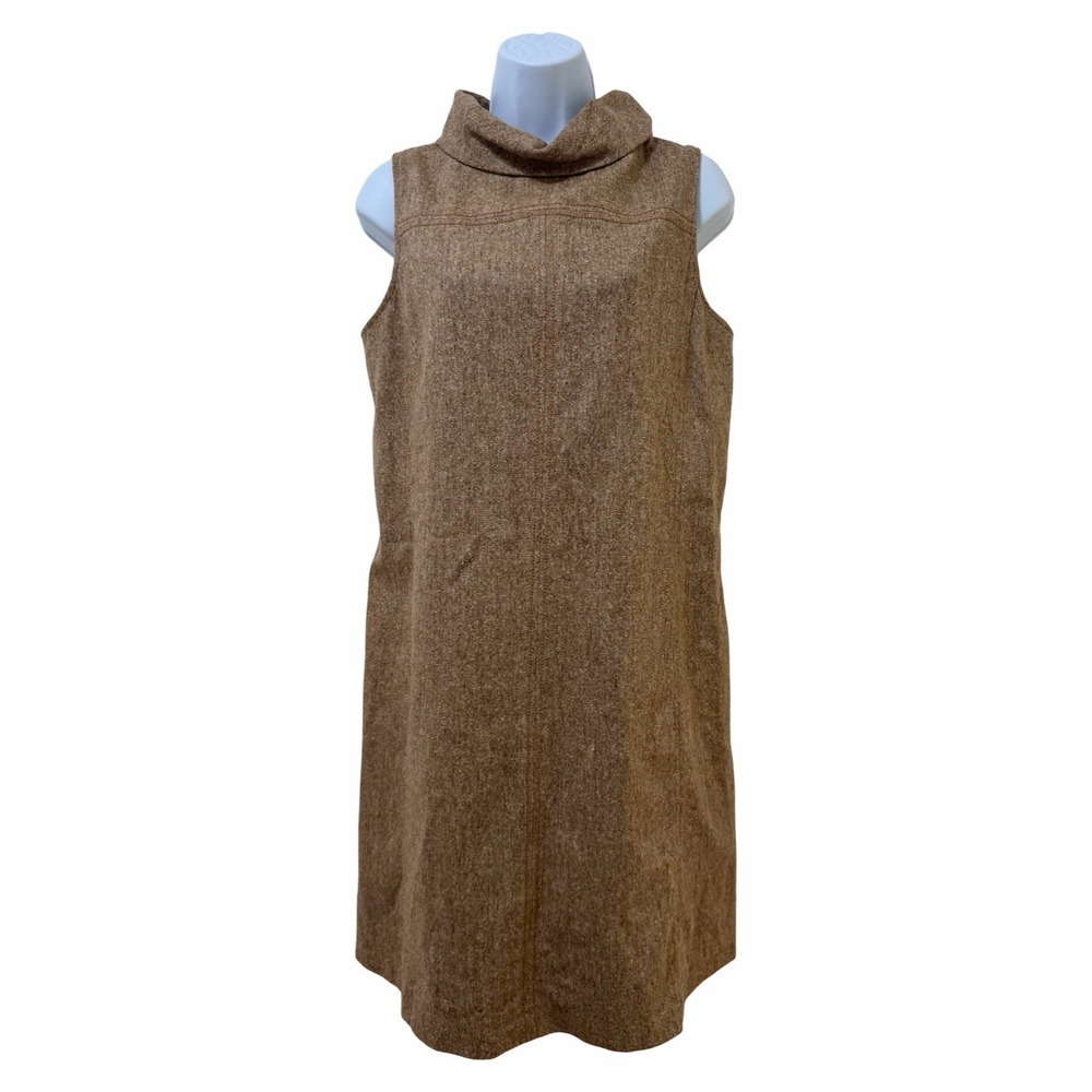 Vintage Lilly Pulitzer Wool Tweed Mock Neck Mini Dress Size 8‎ Brown Retro 70s